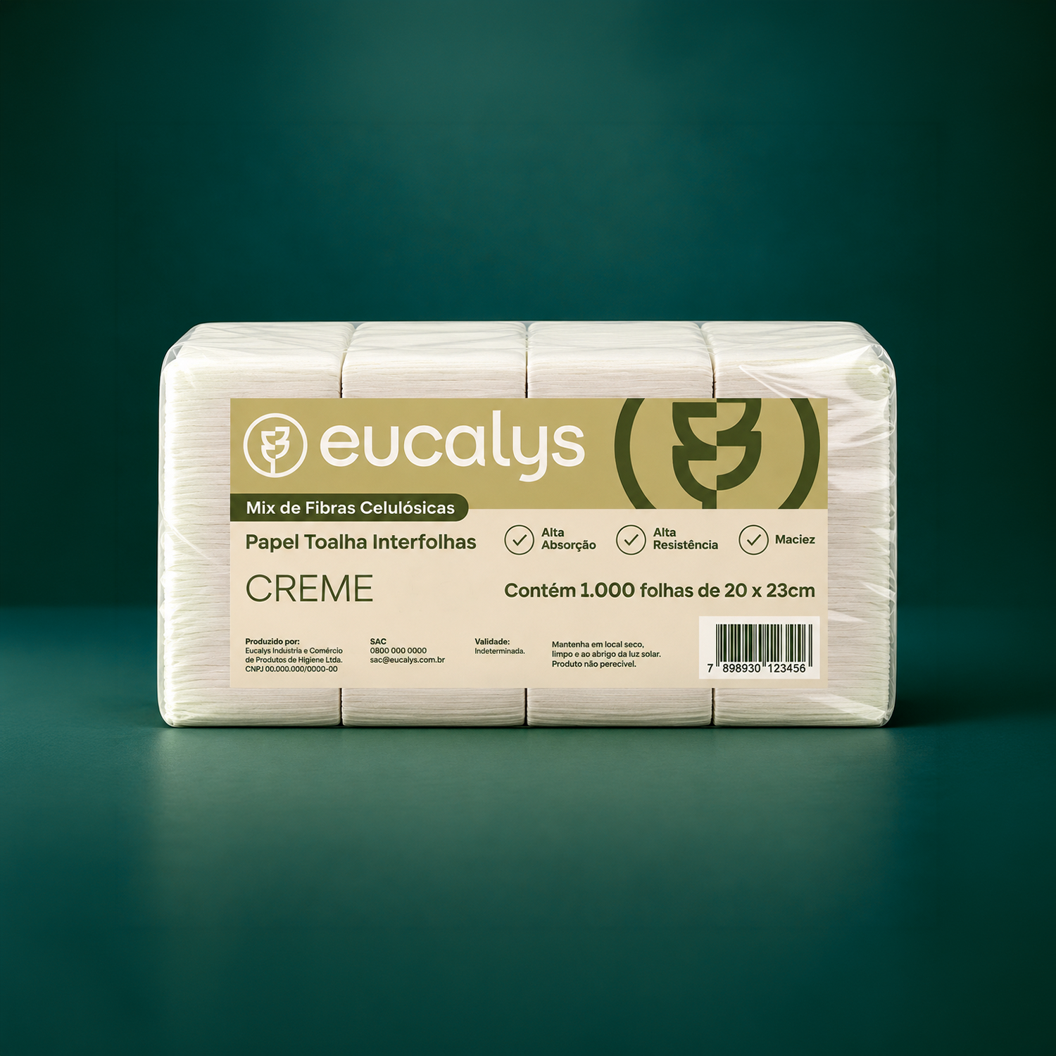 Papel Toalha Interfolha Creme Eucalys